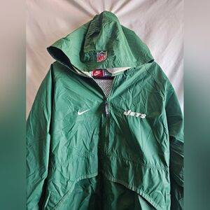 Vintage Nike Green Hooded Windbreaker Rain Jacket Proline Nfl JETS